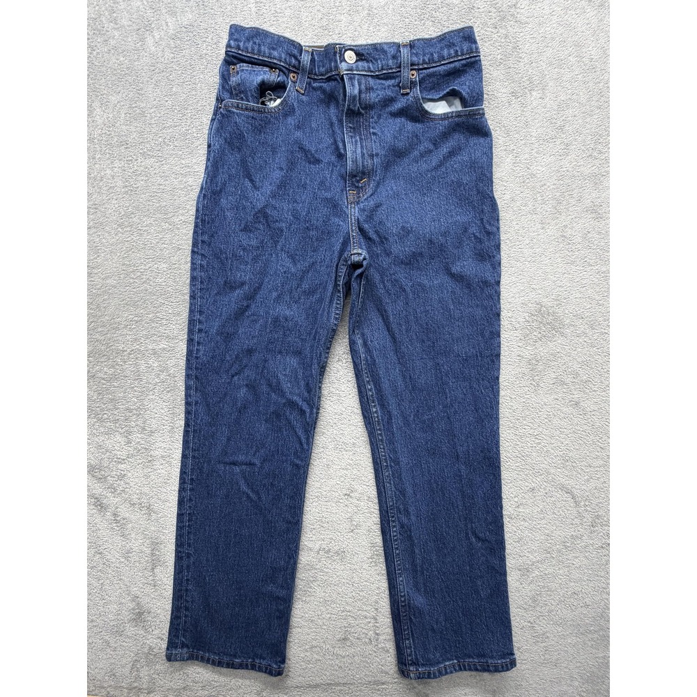 Abercrombie & Fitch 90s Straight Jeans Womens‎ 6XS 28 Blue High Rise Distressed